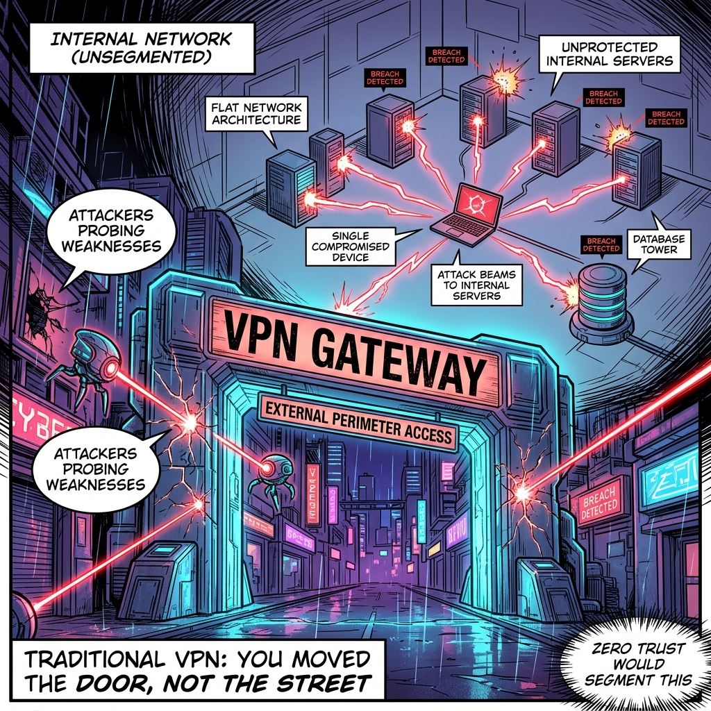 Manga Illustration: Traditional VPN Architecture Vulnerabilities